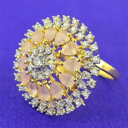 Cubic Zirconia Adjustable Ring With 2 Tone Plating