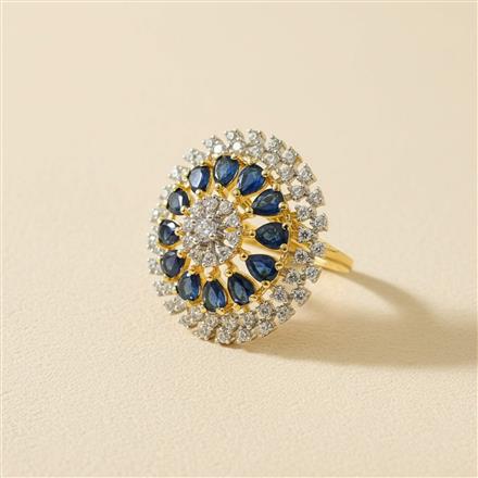 Cubic Zirconia Adjustable Ring With 2 Tone Plating