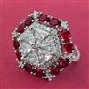 Cubic Zirconia Adjustable Ring With Rhodium Plating