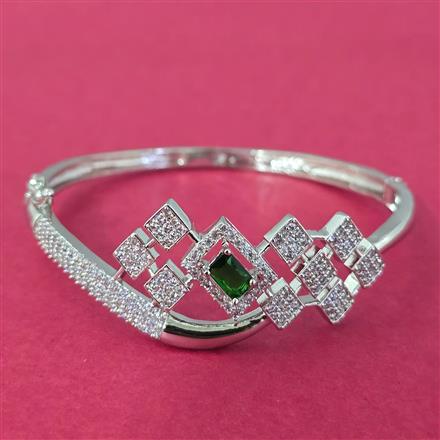 Cubic Zirconia Openable Kada With Rhodium Plating