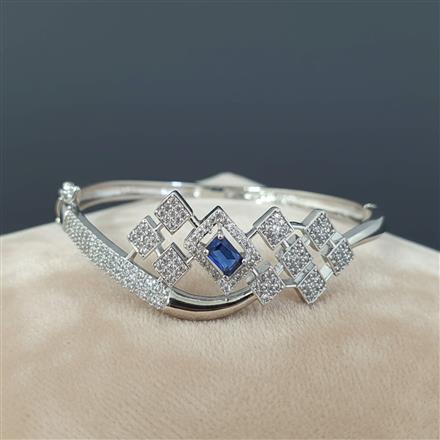 Cubic Zirconia Openable Kada With Rhodium Plating