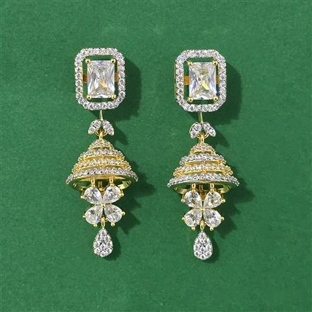 Cubic Zirconia Classic Earring With 2 Tone Plating