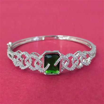 Cubic Zirconia Openable Kada With Rhodium Plating