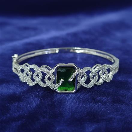 Cubic Zirconia Openable Kada With Rhodium Plating