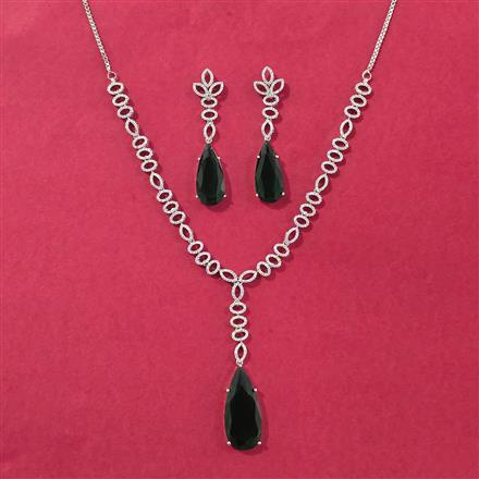 Cubic Zirconia Delicate Necklace Set With Rhodium Plating