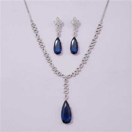 Cubic Zirconia Delicate Necklace Set With Rhodium Plating