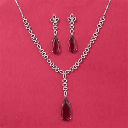 Cubic Zirconia Delicate Necklace Set With Rhodium Plating