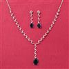 Cubic Zirconia Delicate Necklace Set With Rhodium Plating