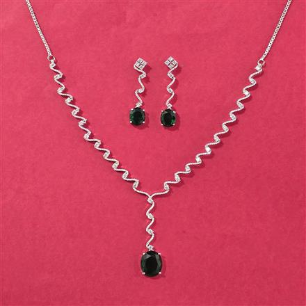 Cubic Zirconia Delicate Necklace Set With Rhodium Plating