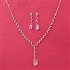 Cubic Zirconia Delicate Necklace Set With Rhodium Plating