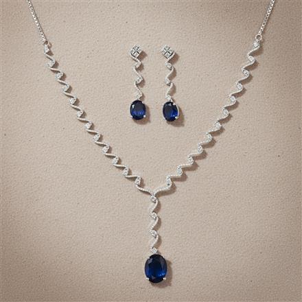 Cubic Zirconia Delicate Necklace Set With Rhodium Plating