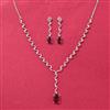 Cubic Zirconia Delicate Necklace Set With Rhodium Plating