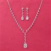 Cubic Zirconia Delicate Necklace Set With Rhodium Plating