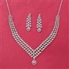 Cubic Zirconia Classic Necklace Set With Rhodium Plating
