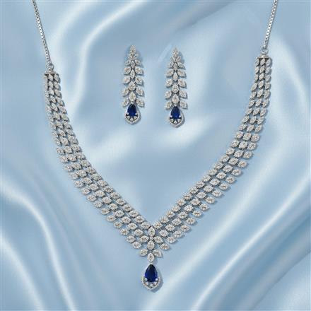 Cubic Zirconia Classic Necklace Set With Rhodium Plating