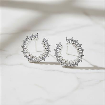 Cubic Zirconia Moti Earring With 2 Tone Rhodium Plating