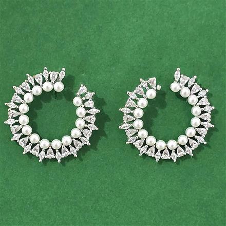 Cubic Zirconia Moti Earring With 2 Tone Rhodium Plating
