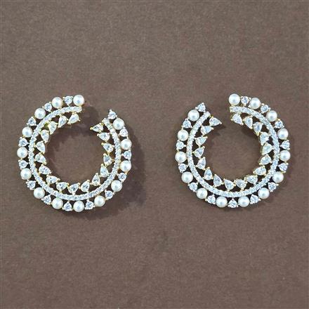 Cz Moti Earring With 2 Tone Rhodium Plating