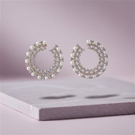 Cz Moti Earring With 2 Tone Rhodium Plating