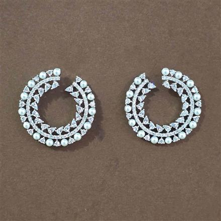 Cz Moti Earring With 2 Tone Rhodium Plating
