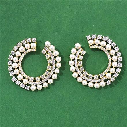 Cubic Zirconia Classic Earring With 2 Tone Rhodium Plating