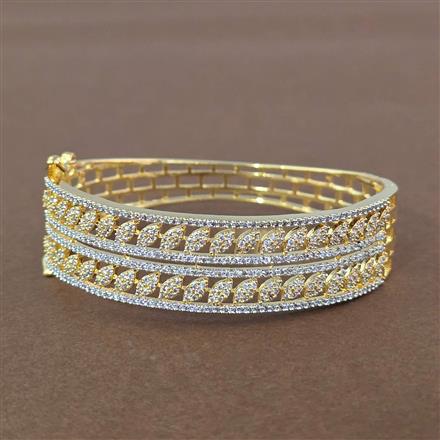 Cz Openable Kada With 2 Tone Rhodium Plating