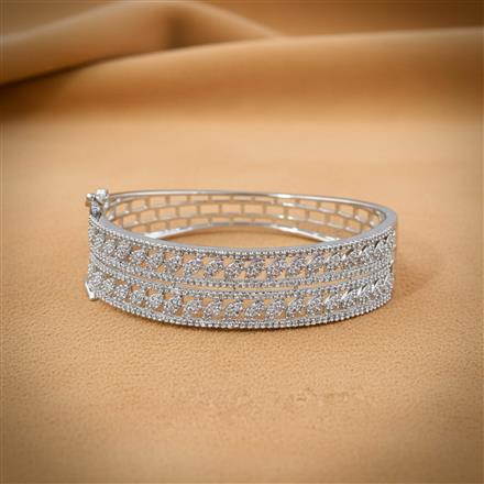 Cz Openable Kada With 2 Tone Rhodium Plating