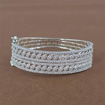 Cz Openable Kada With 2 Tone Rhodium Plating