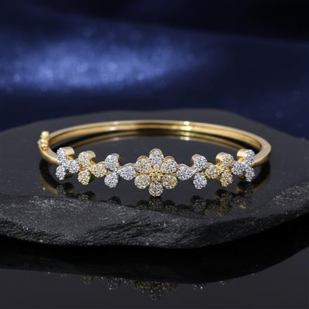 Cubic Zirconia Openable Kada With 2 Tone Rhodium Plating