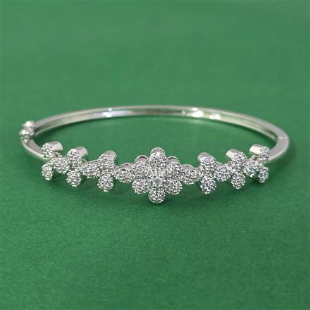 Cubic Zirconia Openable Kada With 2 Tone Rhodium Plating