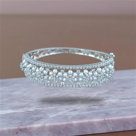 Cz Openable Kada With 2 Tone Rhodium Plating