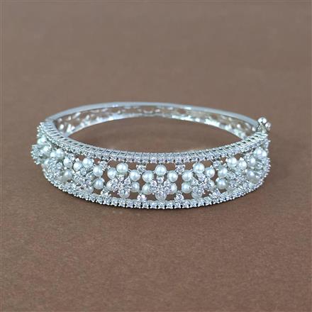 Cz Openable Kada With 2 Tone Rhodium Plating