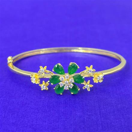 Cubic Zirconia Openable Kada With Gold Plating