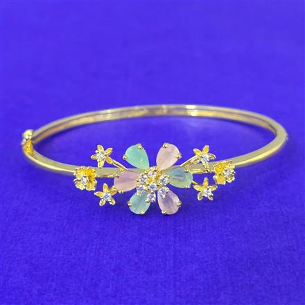 Cubic Zirconia Openable Kada With Gold Plating