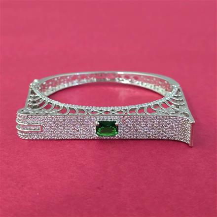 Cubic Zirconia Openable Kada With Rhodium Plating