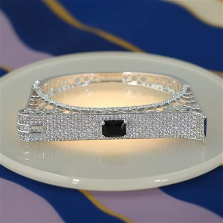 Cubic Zirconia Openable Kada With Rhodium Plating