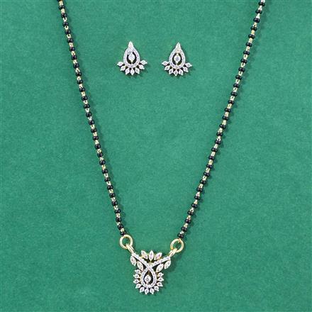 Cubic Zirconia Delicate Mangalsutra With 2 Tone Rhodium Plating