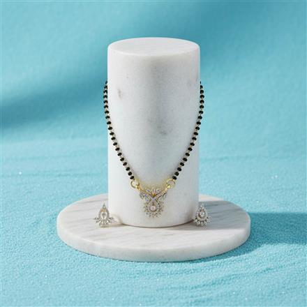 Cubic Zirconia Delicate Mangalsutra With 2 Tone Rhodium Plating