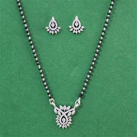 Cubic Zirconia Delicate Mangalsutra With 2 Tone Rhodium Plating