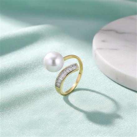 Cubic Zirconia Classic Ring With 2 Tone Rhodium Plating