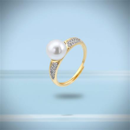 Cubic Zirconia Adjustable Ring With 2 Tone Rhodium Plating