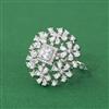 Cubic Zirconia Classic Ring With 2 Tone Rhodium Plating