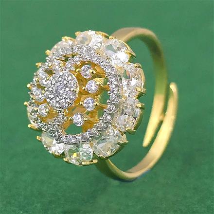 Cubic Zirconia Classic Ring With 2 Tone Plating
