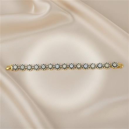 Cubic Zirconia Classic Bracelet With 2 Tone Rhodium Plating