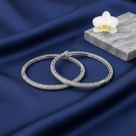 Cubic Zirconia Openable Bangles With 2 Tone Rhodium Plating