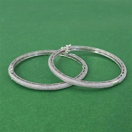 Cubic Zirconia Openable Bangles With 2 Tone Rhodium Plating