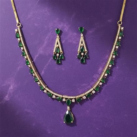 Cubic Zirconia Delicate Necklace Set With Mehndi Plating