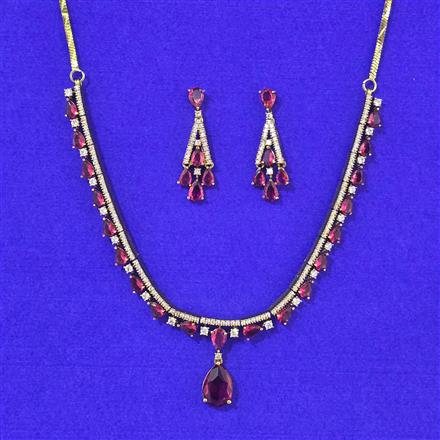 Cubic Zirconia Delicate Necklace Set With Mehndi Plating