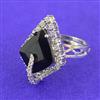 Cubic Zirconia Adjustable Ring With Rhodium Plating