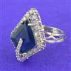 Cubic Zirconia Adjustable Ring With Rhodium Plating